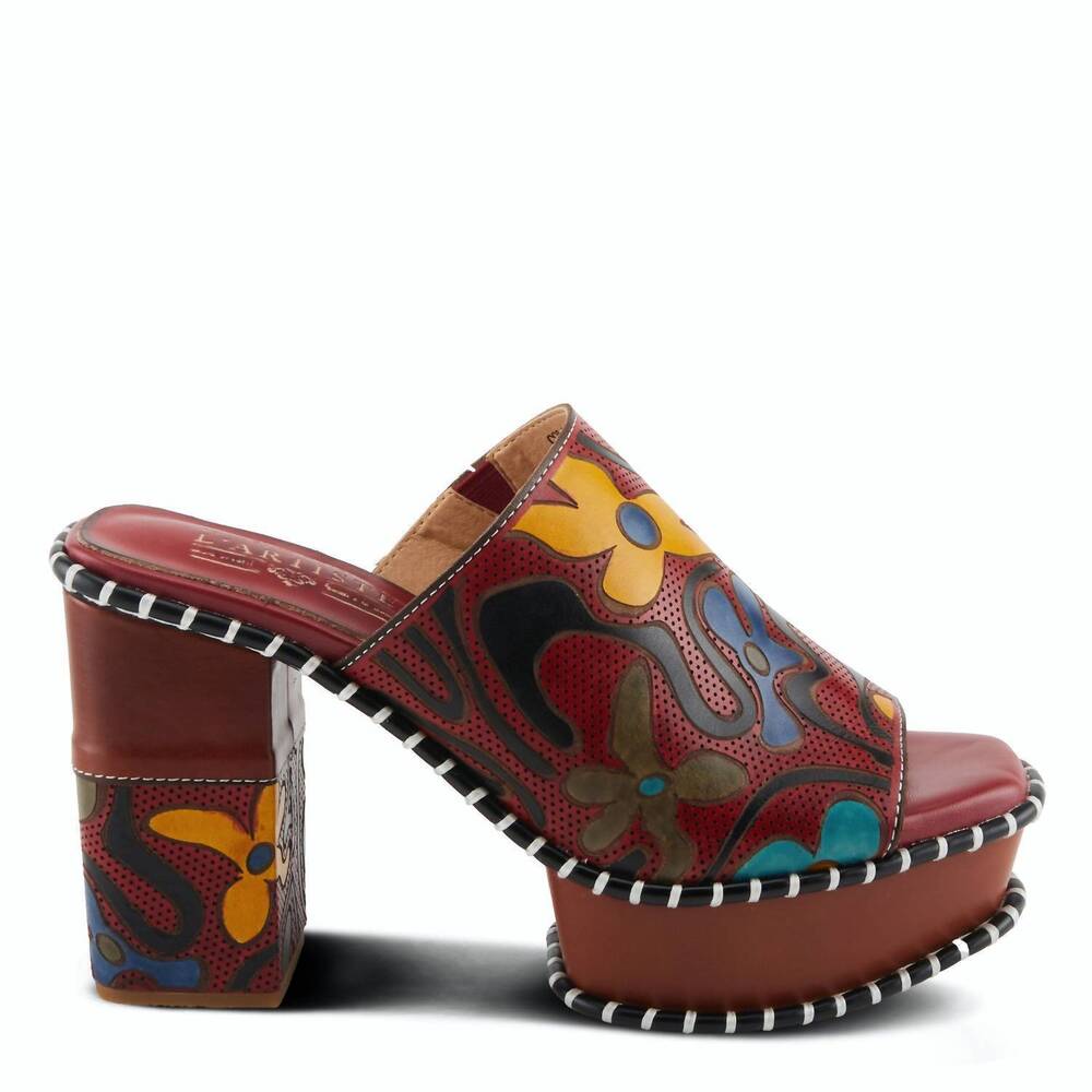 NEW L'ARTISTE women's colossal slipon mule platform sandal in red